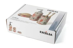 Accessori bagno in set, 3 pezzi, conchiglie e coralli