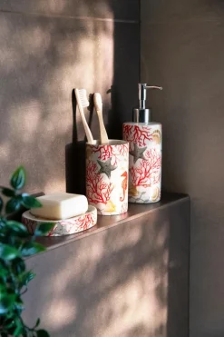 Accessori bagno in set, 3 pezzi, conchiglie e coralli