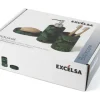 Accessori bagno in set, 3 pezzi, foglie e felci, verde