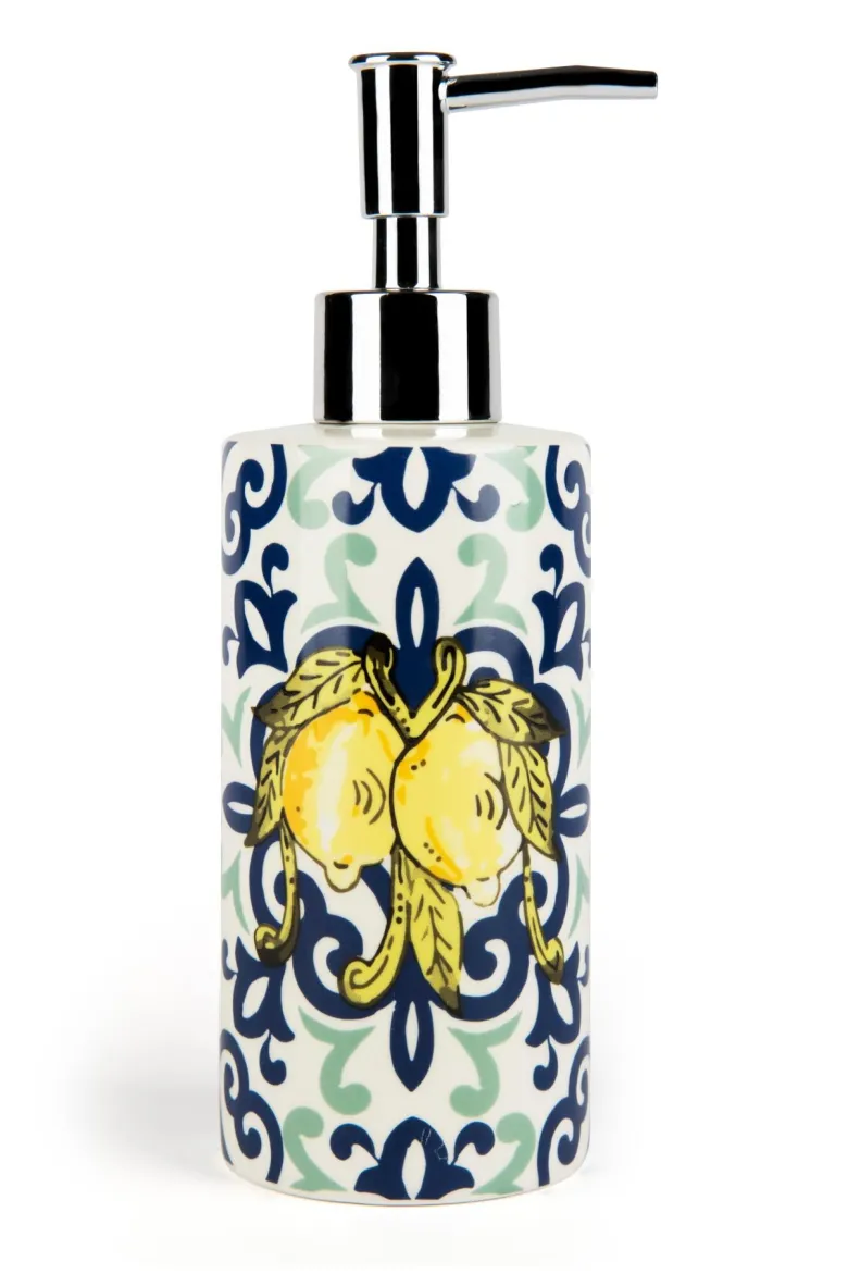 Accessori bagno in set, 3 pezzi, limoni, mediterraneo