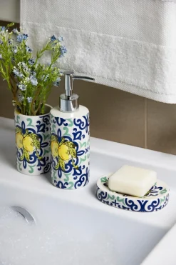 Accessori bagno in set, 3 pezzi, limoni, mediterraneo