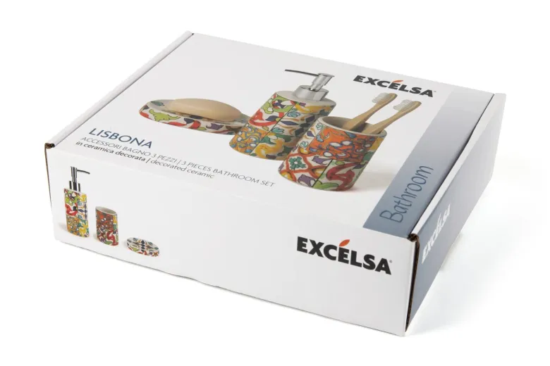 Accessori bagno in set, 3 pezzi, lisbona, mediterraneo