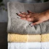 Asciugamano viso, 100% cotone, grigio, 60x100 cm