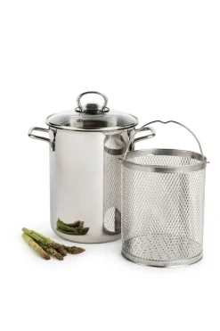 Asparagera con coperchio, acciaio inox 18/10, 4 litri