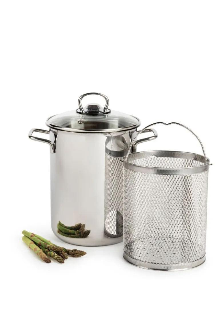 Asparagera con coperchio, acciaio inox 18/10, 4 litri