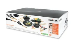 Batteria di pentole e accessori, 19 pezzi, antiaderente
