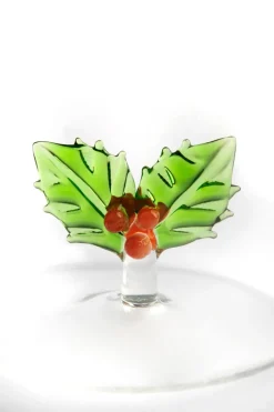 Bicchiere acqua, agrifoglio, natalizio