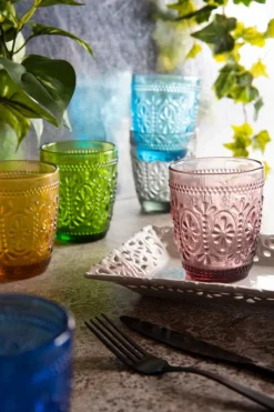 Bicchieri acqua, multicolore, vetro colorato in pasta, vinci