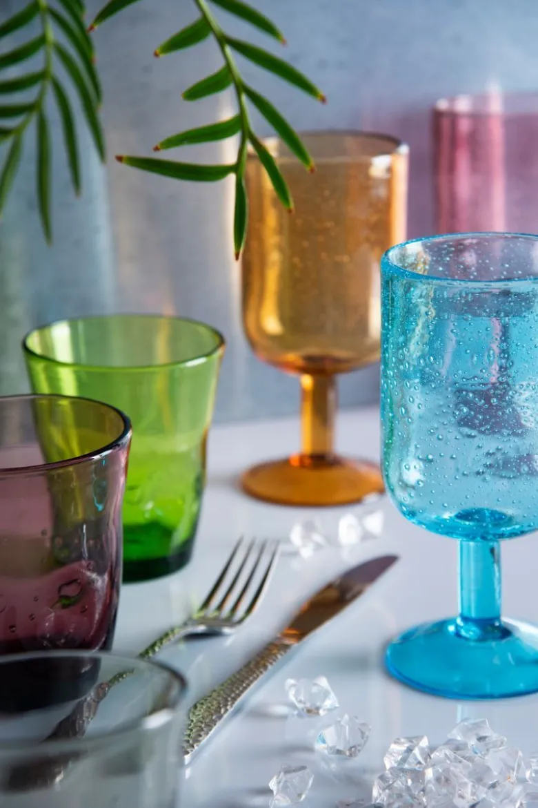 Bicchieri acqua, multicolore, vetro colorato in pasta,bubble