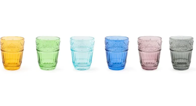 Bicchieri acqua, multicolore, vetro colorato in pasta,flower