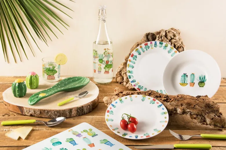 Bicchieri acqua, 3 pezzi, cactus