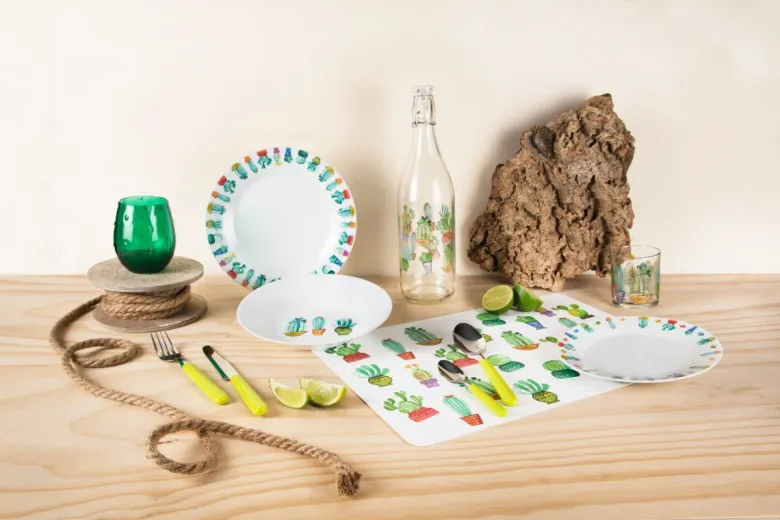 Bicchieri acqua, 3 pezzi, cactus