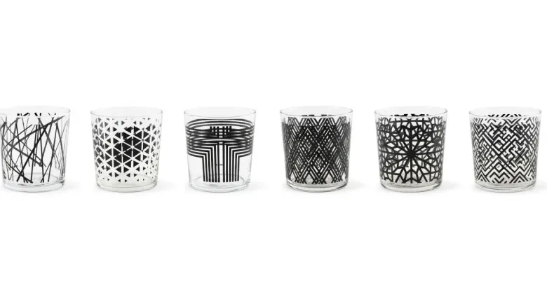 Bicchieri acqua, 6 pezzi, fantasie geometriche