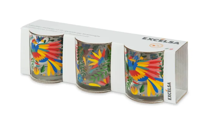 Bicchieri acqua, 3 pezzi, stile messicano