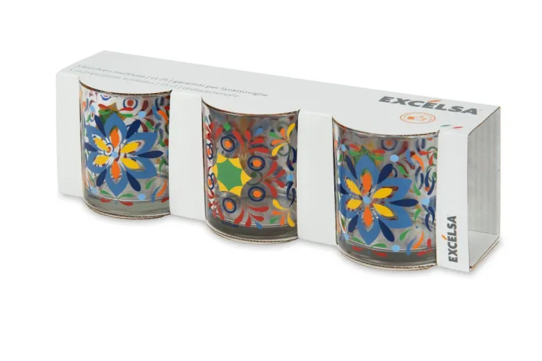 Bicchieri acqua, 3 pezzi, stile messicano