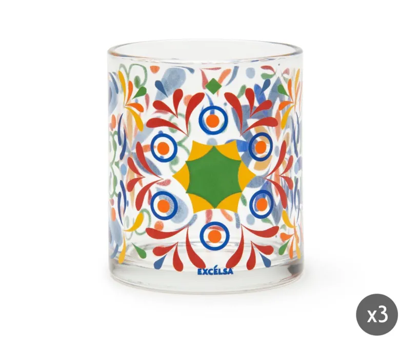 Bicchieri acqua, 3 pezzi, stile messicano