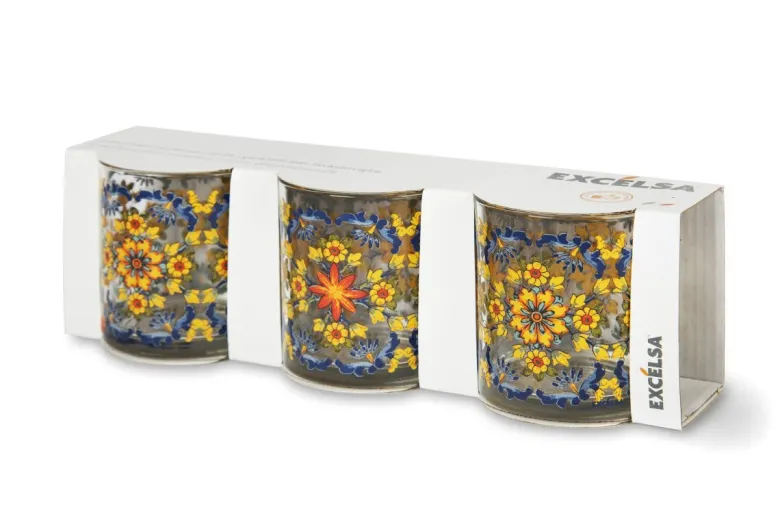 Bicchieri acqua, 3 pezzi, stile siciliano