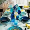 Bicchieri acqua, 6 pezzi, tonalità azzurro e blu, conica