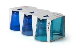 Bicchieri acqua, 6 pezzi, tonalità azzurro e blu, conica