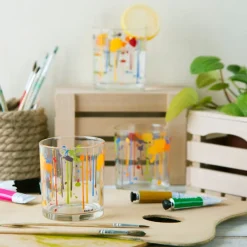 Bicchieri acqua, 3 pezzi, vernice multicolore