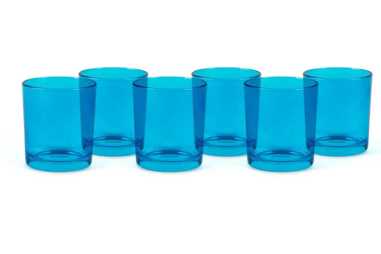 Bicchieri acqua, 6 pezzi, vetro azzurro
