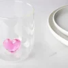 Bicchieri acqua, 4 pezzi, vetro con cuore