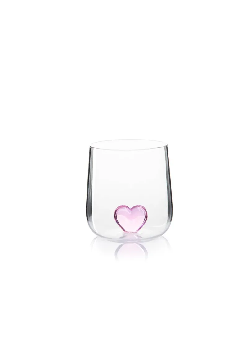 Bicchieri acqua, 4 pezzi, vetro con cuore