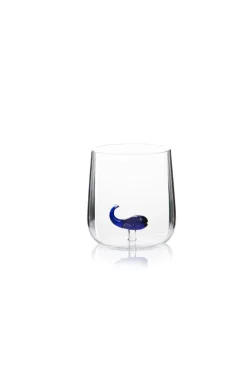Bicchieri acqua, 4 pezzi, vetro con personaggio balena