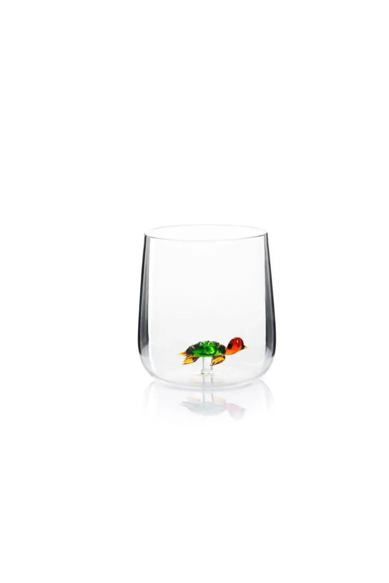 Bicchieri acqua, 4 pezzi, vetro con personaggio tartaruga