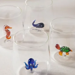 Bicchieri acqua, 4 pezzi, vetro con personaggio polipo