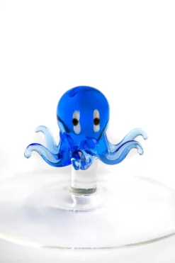 Bicchieri acqua, 4 pezzi, vetro con personaggio marino