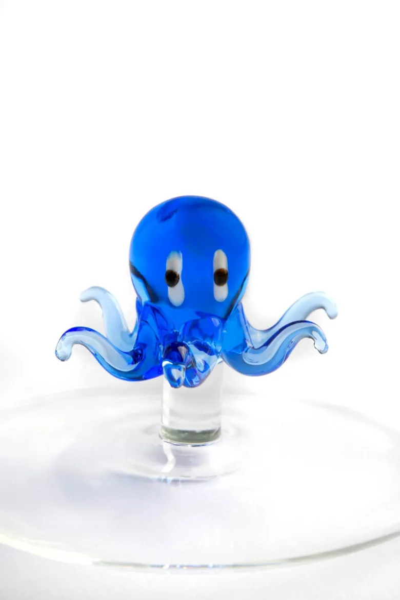 Bicchieri acqua, 4 pezzi, vetro con personaggio marino