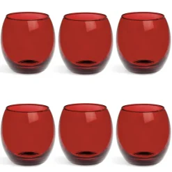Bicchieri acqua, 6 pezzi, vetro rosso