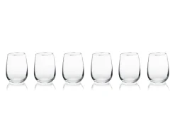 Bicchieri acqua, 6 pezzi, vetro trasparente, bordo argentato