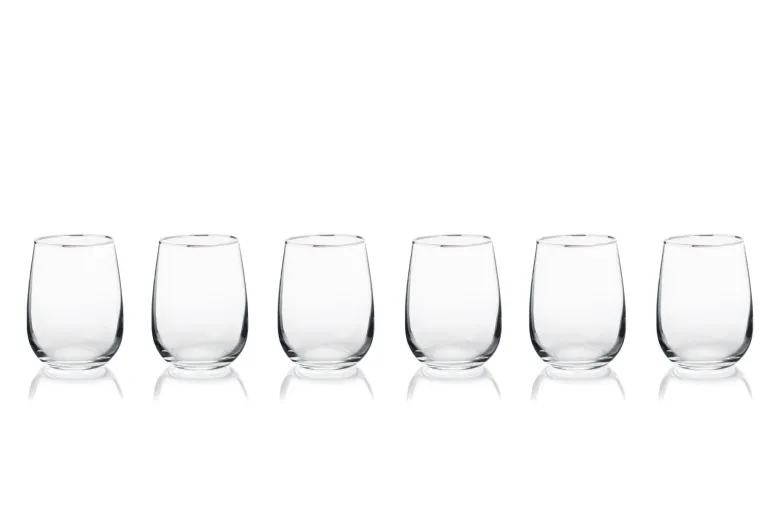 Bicchieri acqua, 6 pezzi, vetro trasparente, bordo argentato