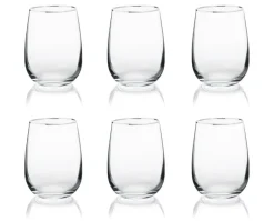 Bicchieri acqua, 6 pezzi, vetro trasparente, bordo argentato