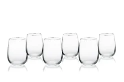 Bicchieri acqua, 6 pezzi, vetro trasparente, bordo argentato