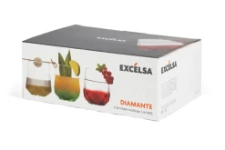 Bicchieri acqua, 6 pezzi, vetro trasparente, forma diamante