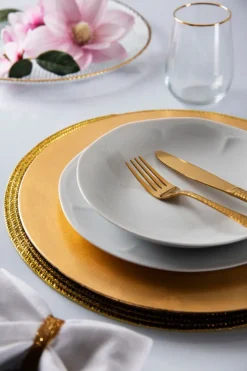 Bicchieri acqua, 6 pezzi, vetro trasparente, filo oro