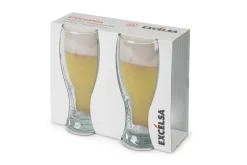 Bicchieri da birra, 2 pezzi, vetro trasparente