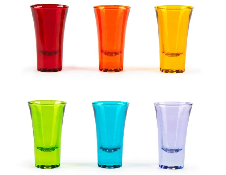 Bicchierini da liquore, 6 pezzi, multicolore