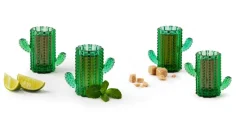 Bicchierini da liquore, 4 pezzi, forma cactus, verde