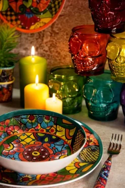 Bicchieri, 6 pezzi, multicolore, a forma di teschio