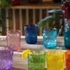 Bicchieri tumbler, con lavorazione, 6 pezzi, rosso scuro
