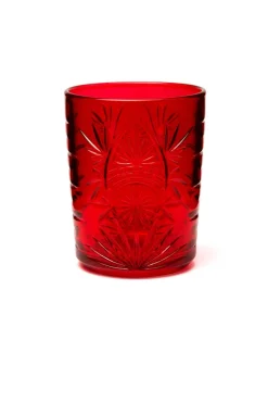 Bicchieri tumbler, con lavorazione, 6 pezzi, rosso