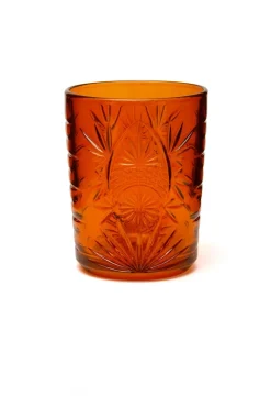 Bicchieri tumbler, con lavorazione, 6 pezzi, arancione