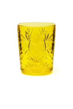 Bicchieri tumbler, con lavorazione, 6 pezzi, giallo