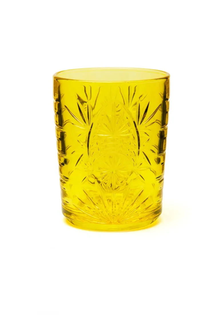 Bicchieri tumbler, con lavorazione, 6 pezzi, giallo