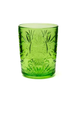 Bicchieri tumbler, con lavorazione, 6 pezzi, verde