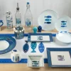 Bicchieri tumbler, con lavorazione, 6 pezzi, blu